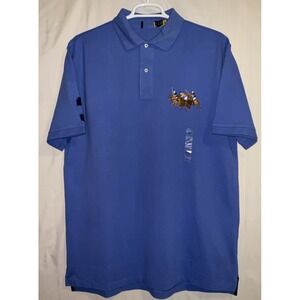 NWT Men's Polo Ralph Lauren Triple Pony Mesh Polo Shirt Blue‎ Size XLT Tall